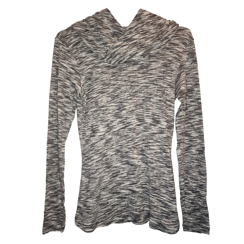 Columbia Sportswear Women’s Grey Black and White Hooded Long Sleeve Shirt